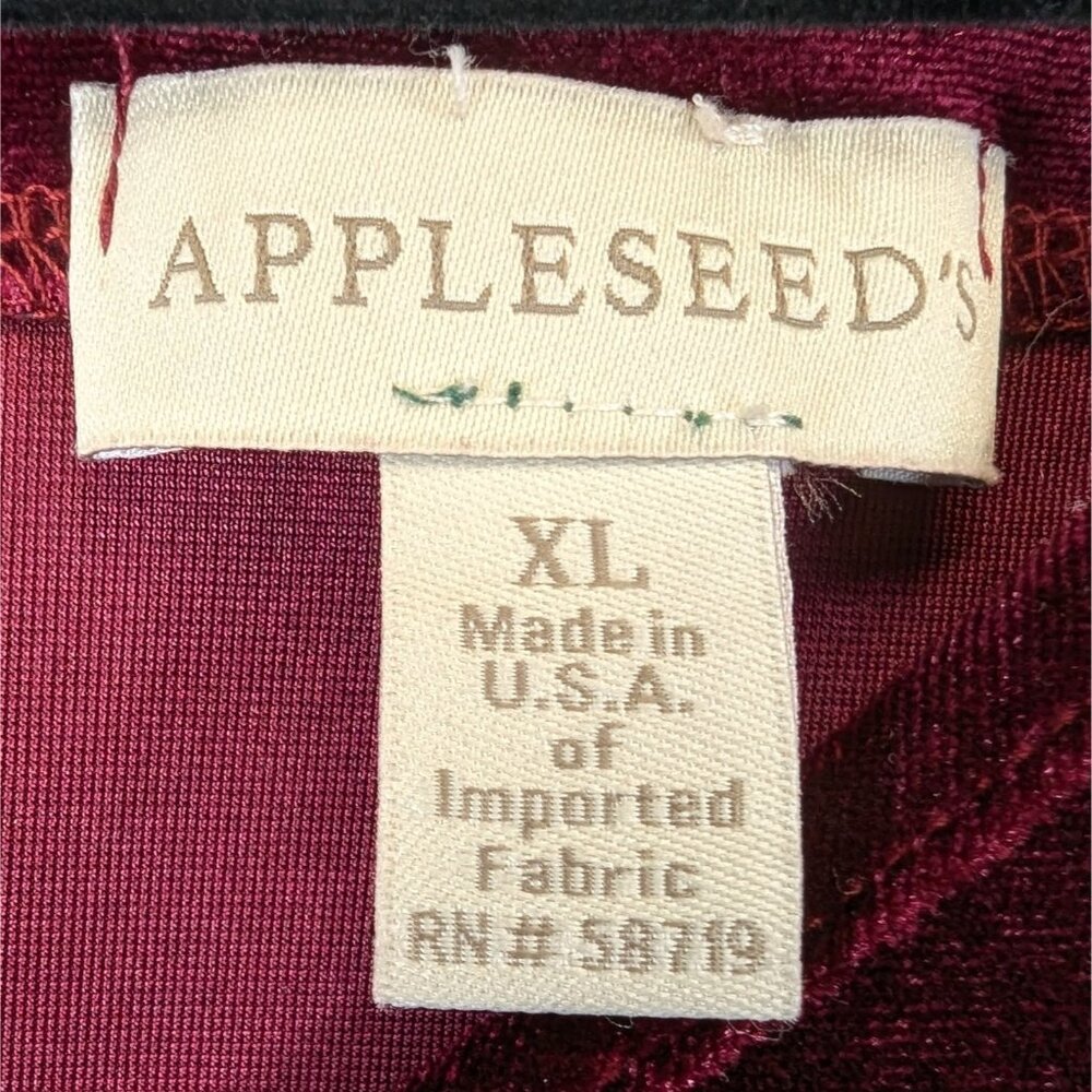 Appleseed's Womens XL Burgundy Stretch Velvet Dress V-Neck 3/4 Bell Sleeve USA - Picture 8 of 12